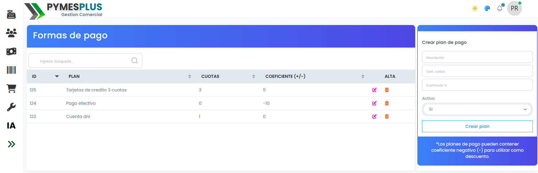 Gestion de planes de pago